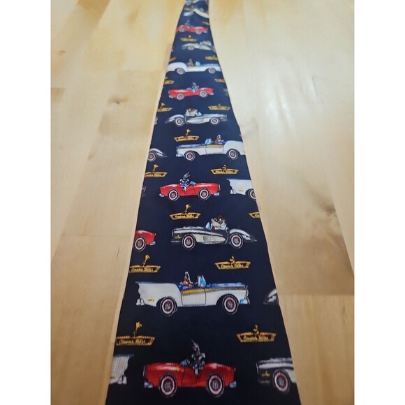Looney Tunes 1999 Bugs Bunny Daffy Duck Taz Classic Cars Tie Warner Bros Studio - Picture 5 of 10